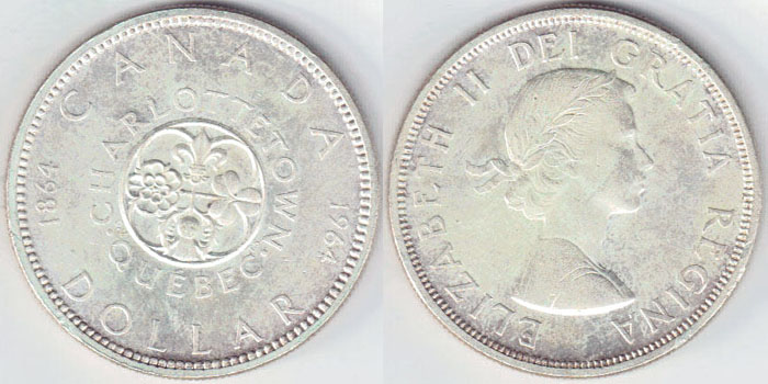 1964 Canada silver $1 (Quebec) A000911